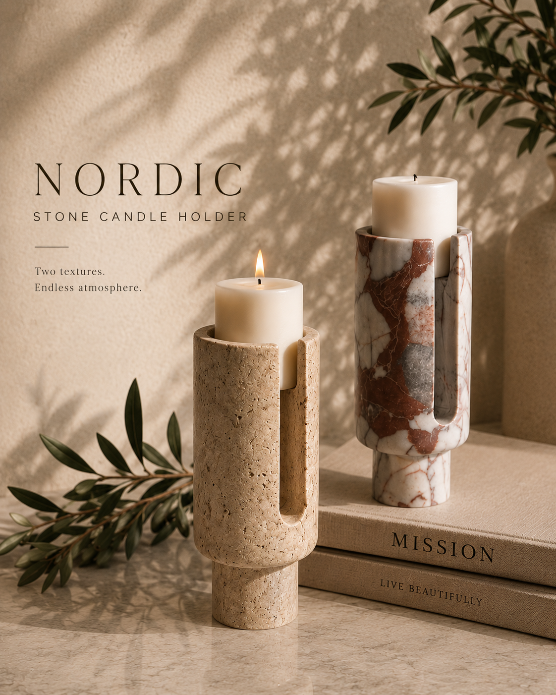 Nordic Stone Candle Holder