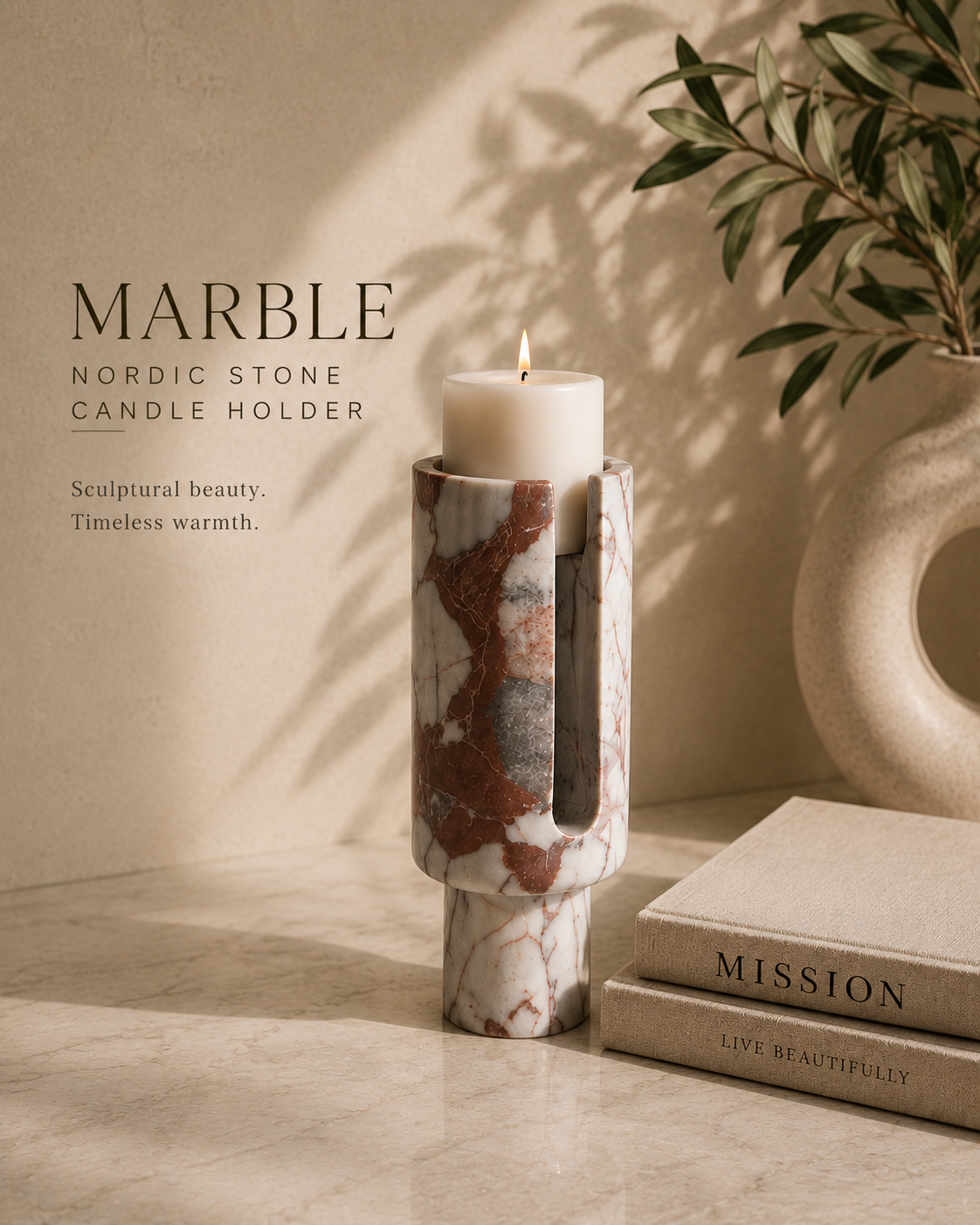 Nordic Stone Candle Holder