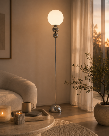 Chrome Globe Floor Lamp